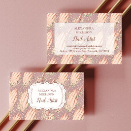 Blush Floral Nail Technician Business 名刺