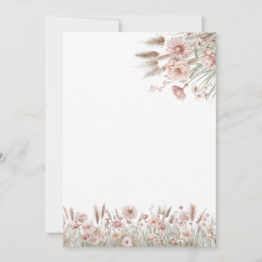 Blush Floral Pampas Grass 招待状 (裏面)