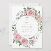 Blush Floral Peonies and Roses Photo Save The Date 招待状 (裏面)