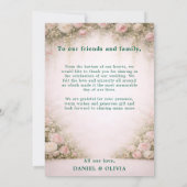 Blush Floral Photo Overlay Gold Script Elegant サンキューカード (裏面)