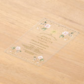 Blush Floral Primera Comunión Twins Holy Communion アクリル招待状 (レイダウン)