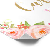 Blush Floral Pumpkin Baby Shower Welcome Sign ポスター (角)