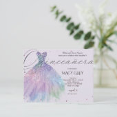 Blush Floral Quinceañera 15th Birthday ポストカード (スタンド正面)