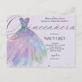 Blush Floral Quinceañera 15th Birthday ポストカード