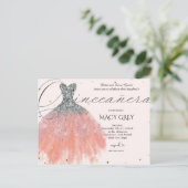 Blush Floral Quinceañera 15th Birthday ポストカード (スタンド正面)