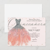 Blush Floral Quinceañera 15th Birthday ポストカード (正面/裏面)