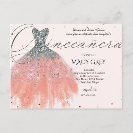Blush Floral Quinceañera 15th Birthday ポストカード