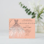 Blush Floral Quinceañera 15th Birthday ポストカード (スタンド正面)