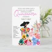 Blush Floral Quinceañera 15th Birthday 招待状 (スタンド正面)