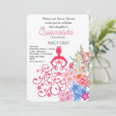 Blush Floral Quinceañera 15th Birthday 招待状 (スタンド正面)