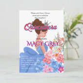 Blush Floral Quinceañera 15th Birthday Invitation 招待状 (スタンド正面)