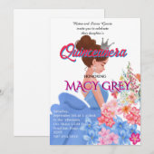 Blush Floral Quinceañera 15th Birthday Invitation 招待状 (正面/裏面)