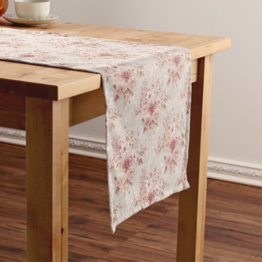 Blush Floral Romantic Lace-Inspired Table Runner ショートテーブルランナー (インサイチュ)