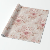 Blush Floral Romantic Lace-Inspired Wrapping Paper ラッピングペーパー (アンロールド)
