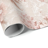Blush Floral Romantic Lace-Inspired Wrapping Paper ラッピングペーパー (ロールコーナー)