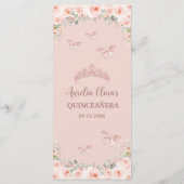 Blush Floral Rose Gold Quinceanera Day Timeline プログラム (裏面)