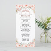Blush Floral Rose Gold Quinceanera Day Timeline プログラム (スタンド正面)
