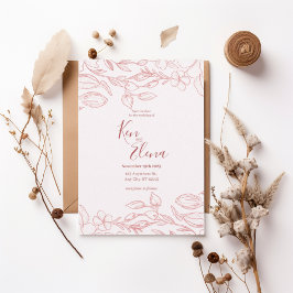Blush Floral Save the Date Invitation 招待状