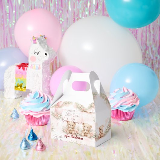 blush floral teddy bear pink フェイバーボックス (パーティー)