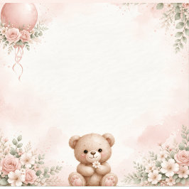 blush floral teddy bear pinkparty napkin スタンダードランチョンナプキン