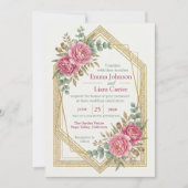 Blush Floral Watercolor Roses & Eucalyptus Wedding 招待状 (正面)