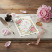 Blush Floral Watercolor Roses & Eucalyptus Wedding 招待状