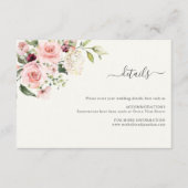 Blush Floral Wedding Details Card - Cream エンクロージャーカード (正面)