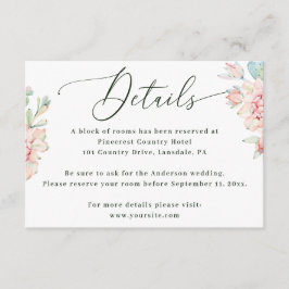 Blush Floral Wedding Details | Elegant Hotel Block エンクロージャーカード