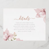 Blush Floral Wedding Details Enclosure Card 箔招待状ポストカード (正面)