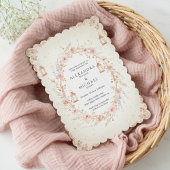 Blush Floral Wedding Invitation with Lanterns 招待状