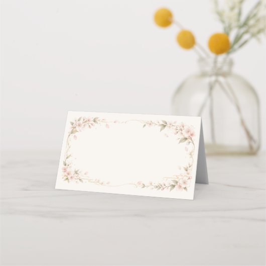 Blush Floral Wedding Place Card プレイスカード (正面)