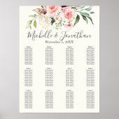Blush Floral Wedding Seating Chart – Table Plan ポスター (正面)