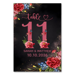 Blush Floral Wedding Table Number 11 Card テーブルナンバー