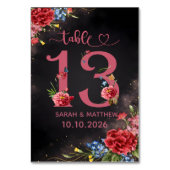 Blush Floral Wedding Table Number 13 Card テーブルナンバー (裏面)
