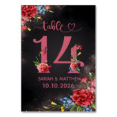 Blush Floral Wedding Table Number 14 Card テーブルナンバー (裏面)