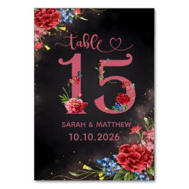 Blush Floral Wedding Table Number 15 Card テーブルナンバー