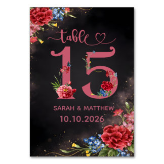 Blush Floral Wedding Table Number 15 Card テーブルナンバー