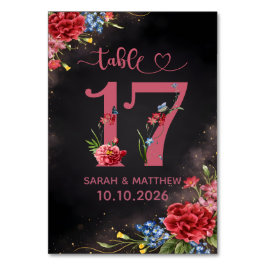 Blush Floral Wedding Table Number 17 Card テーブルナンバー