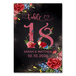 Blush Floral Wedding Table Number 18 Card テーブルナンバー
