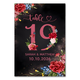 Blush Floral Wedding Table Number 19 Card テーブルナンバー