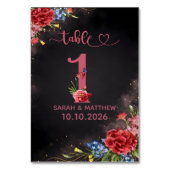 Blush Floral Wedding Table Number  1 Card テーブルナンバー (裏面)