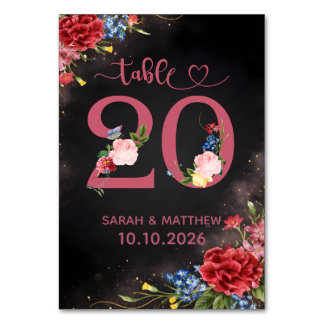 Blush Floral Wedding Table Number 20 Card テーブルナンバー