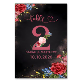 Blush Floral Wedding Table Number 2 Card テーブルナンバー