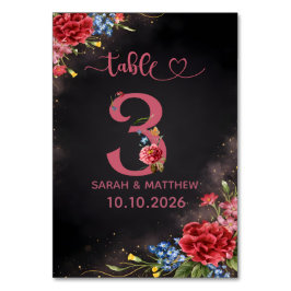 Blush Floral Wedding Table Number 3 Card テーブルナンバー