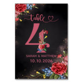 Blush Floral Wedding Table Number 4 Card テーブルナンバー (裏面)