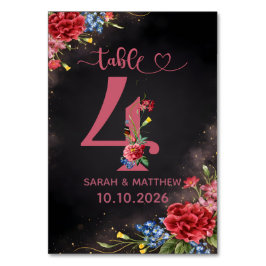 Blush Floral Wedding Table Number 4 Card テーブルナンバー