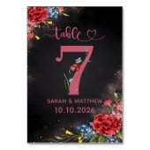 Blush Floral Wedding Table Number 7 Card テーブルナンバー (裏面)