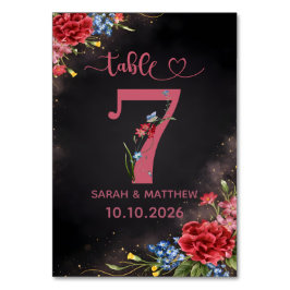 Blush Floral Wedding Table Number 7 Card テーブルナンバー