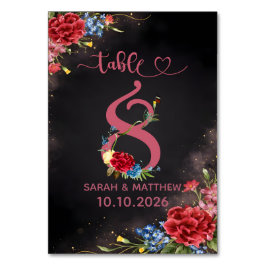 Blush Floral Wedding Table Number 8 Card テーブルナンバー