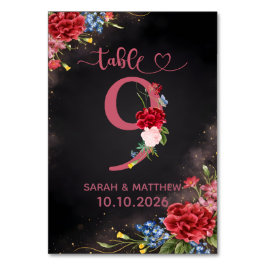 Blush Floral Wedding Table Number 9 Card テーブルナンバー